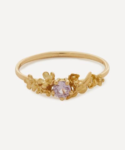 Alex Monroe 18ct Gold Beekeeper Cherry Blossom Sapphire Garden Ring