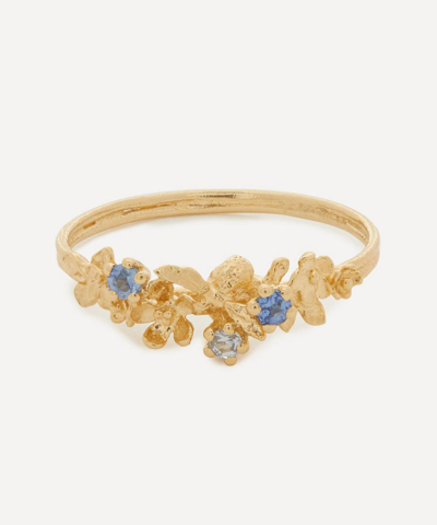 Alex Monroe 18ct Gold Beekeeper Cornflower Blue Trio Sapphire Twist Ring