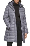 Guess Water-resistant Hooded Quilted Puffer Jacket In Grey