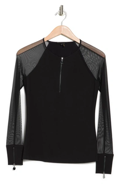 Donna Karan Woman Mesh Sleeve Raglan Top In Black