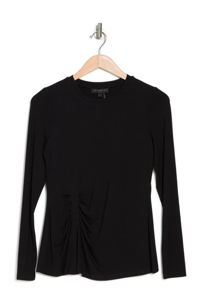 Donna Karan Woman Horizontal Ruched Long Sleeve T-shirt In Black