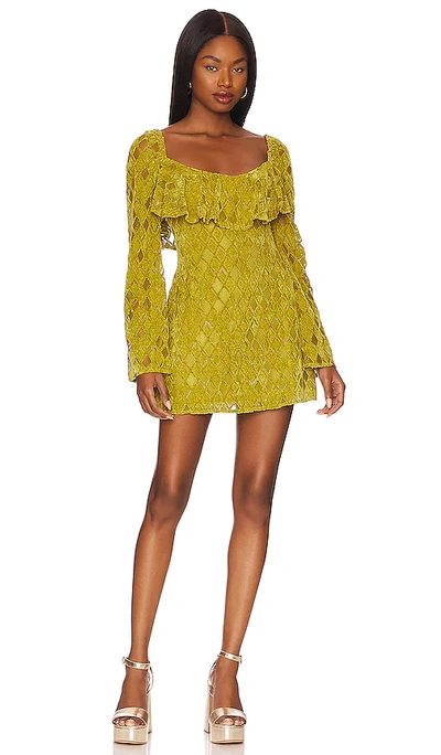 House Of Harlow 1960 X Revolve Resina Mini Dress In Chartreuse Green