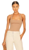 Superdown Reece Halter Bodysuit In Nude