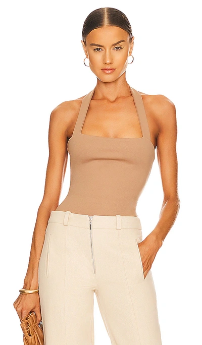 Superdown Reece Halter Bodysuit In Nude