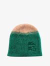 Etro Logo-embroidered Knitted Beanie In Green