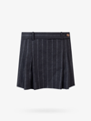 Versace Logo Pleated Pinstripe Wool Mini Skirt In Grey