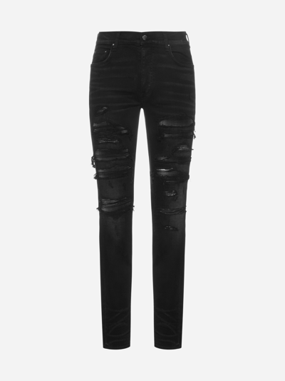 Amiri Plaid Thrasher Skinny Jeans In Black