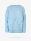Bottega Veneta Light Blue Stretch Wool Blend Shetland Alphabet Oversize Sweater In Blue