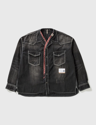 Miharayasuhiro Scurf Denim Shirt In Black