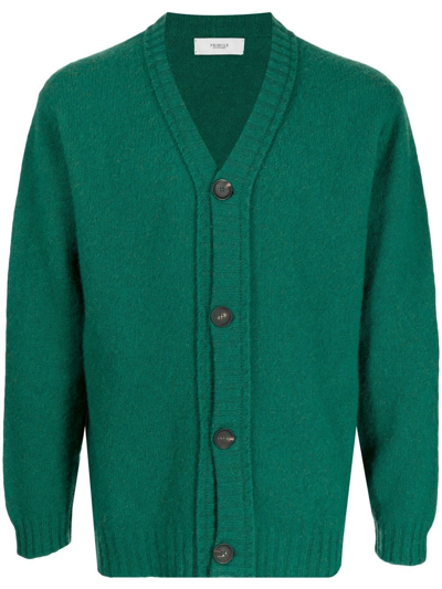 Pringle Of Scotland V-neck Button-up Wool Cardigan In Grün