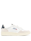 Autry Medalist Low Sneakers In White And Navy Blue Suede And Leather