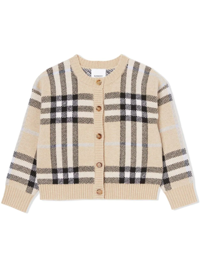 Burberry Check-pattern Cardigan In Neutrals