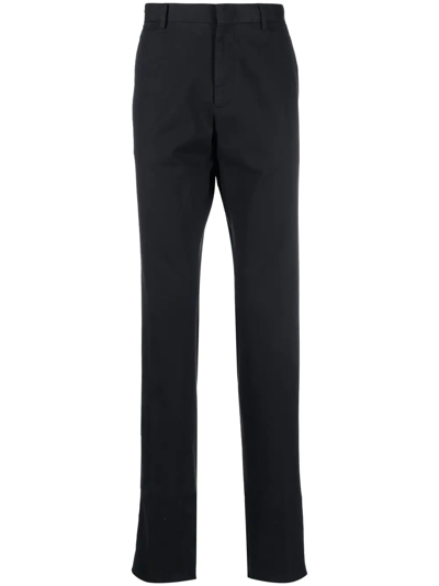 Zegna Straight-leg Cotton Trousers In Blue