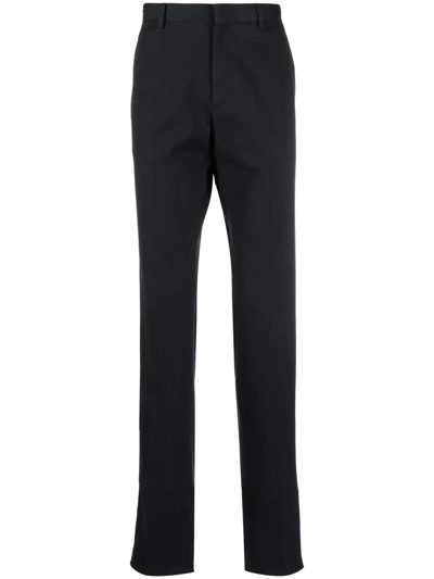 Zegna Easy Straight-leg Garment-dyed Cotton-blend Chinos In Black