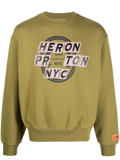 Heron Preston Graphic-print Cotton Sweatshirt In Grün