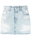 Heron Preston Blue Super Distressed Denim Miniskirt In Blau