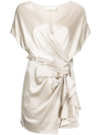 Michelle Mason Draped-detail Mini Dress In Gold