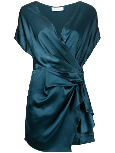 Michelle Mason Draped-detail Mini Dress In Blue