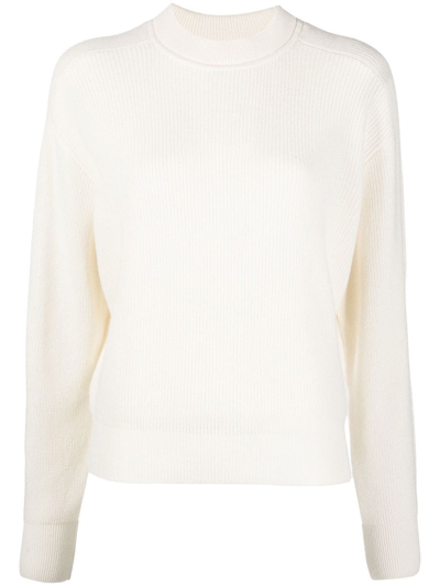 Peserico Ribbed-knit Wool-blend Jumper In Neutrals