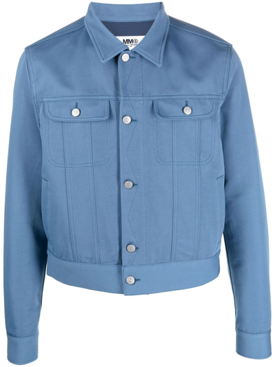 Mm6 Maison Margiela Button-down Fitted Jacket In Blue