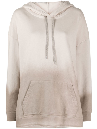 Fabiana Filippi Color Fade Ribbed Hoodie In Nude