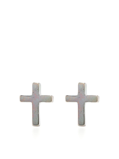 Stolen Girlfriends Club Stolen Cross Sterling-silver Earrings In Silber