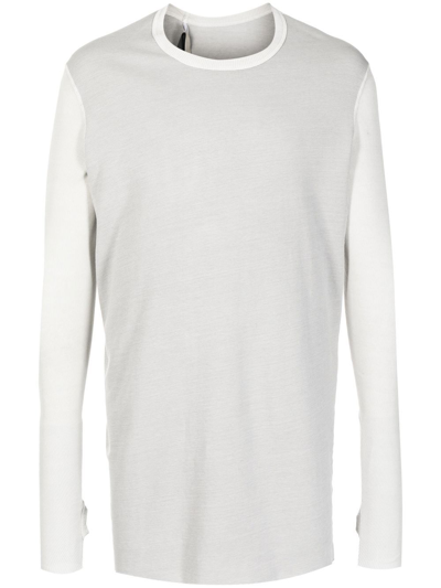 Boris Bidjan Saberi Ribbed Cotton Long-sleeve T-shirt In Light Grey