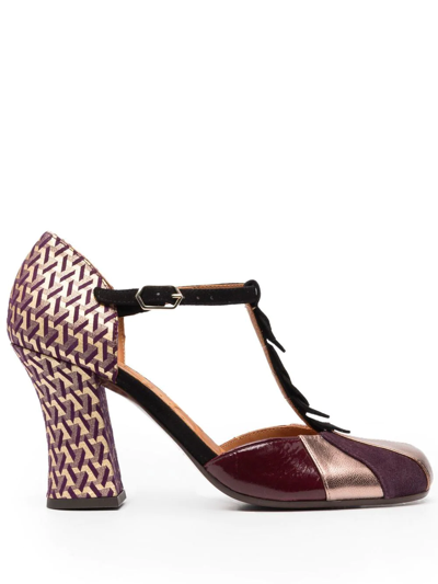 Chie Mihara Panelled T-bar Leather Pumps In Violett