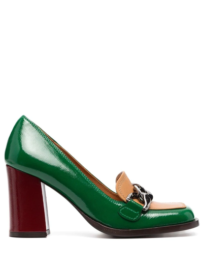 Chie Mihara Colour-block 100mm Leather Pumps In Green