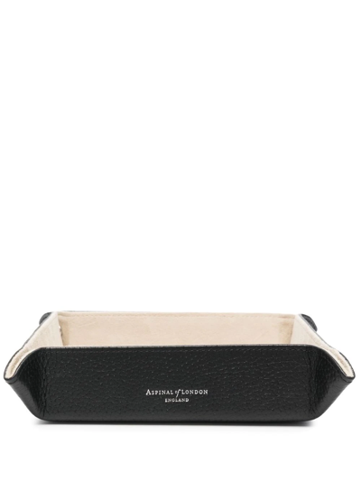 Aspinal Of London Pebbled Leather Tidy Tray In Schwarz