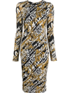 Versace Jeans Couture Womens Fitted Printed Bodycon Dress In Schwarz