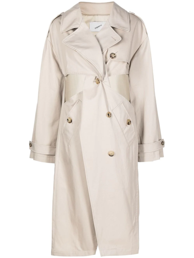 Coperni Twisted Cut-out Trench Coat In Beige