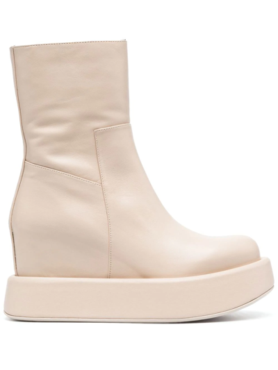 Paloma Barceló Chunky Leather Ankle Boots In Nude