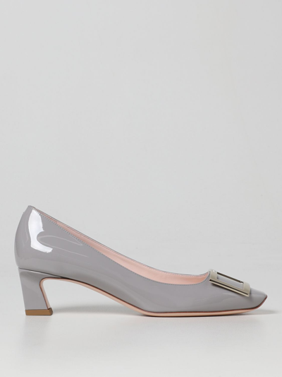 Roger Vivier Trompette Patent Leather Pumps In Grey
