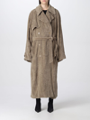Balenciaga Towel Trench Coat In Sand-coloured Cotton In Beige