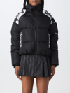 Versace Silver Baroque Print Down Puffer Jacket In Black