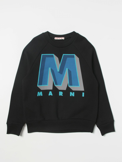 Marni Kids' Felpa Nera Con Maxi M Ispirazione College In Black