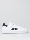 Kiton Leather Sneaker With Embroidered Logo In White 2
