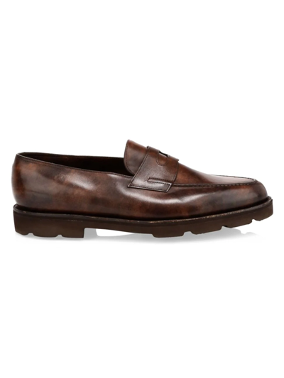 John Lobb Lopez Leather Loafers In Dark Brown