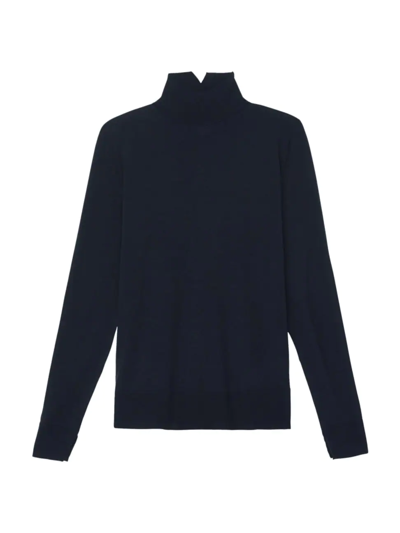 Lafayette 148 Split Collar Sweater In Navy