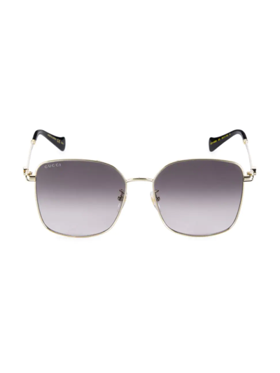 Gucci Gradient Gg Square Metal Sunglasses In Gold