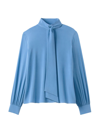 St John Silk Blouse With Detachable Tie In Cornflower