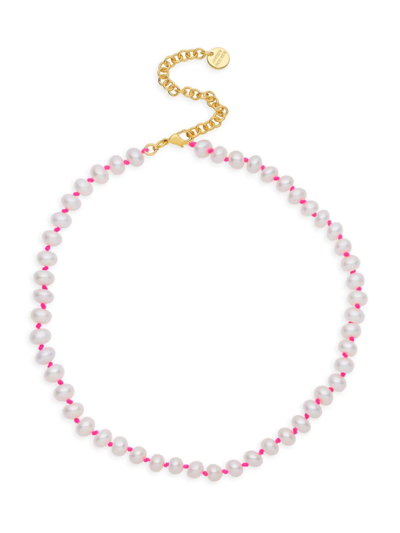 Amber Sceats Women's Dixie 24k-gold-plated, 5mm Cultured Freshwater Pearl, & Nylon Cord Necklace In Pink