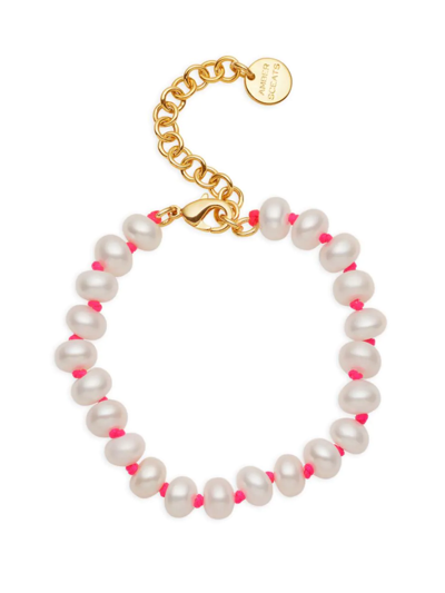 Amber Sceats Women's Dixie 24k-gold-plated, 5mm Cultured Freshwater Pearl, & Nylon Cord Bracelet In Pink