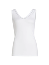 Brunello Cucinelli Metallic-trimmed Stretch-cotton V-neck Tank In White