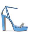 Alexandre Birman Lenny Metallic Leather Sandals In Blue