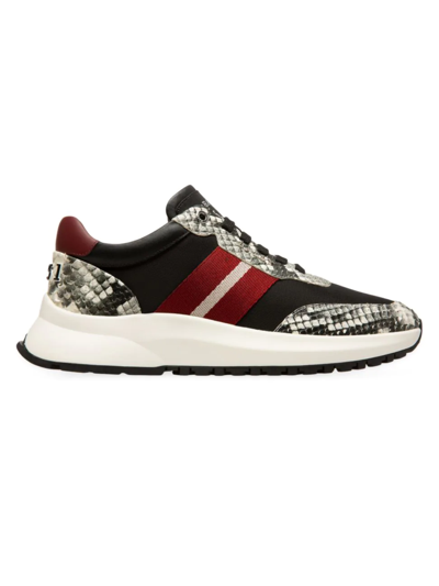 Bally Daryn Mixed Media Lace-up Sneakers In White/black