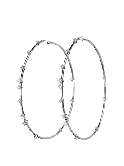 Mattia Cielo Women's Rugiada Diamanti 18k White Gold, Titanium, & 1.10 Tcw Diamond Hoop Earrings