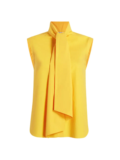 Another Tomorrow Sleeveless Tie-neck Blouse In Sun