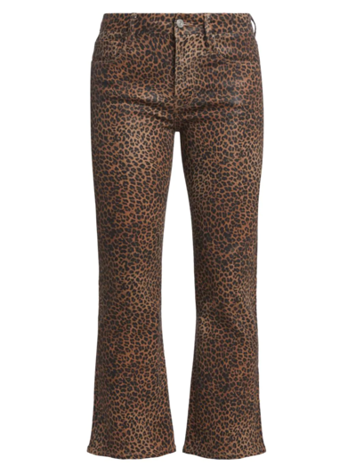 Frame Le Crop Mini Coated Bootcut Jeans In Leopard